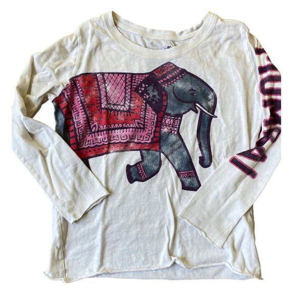 Sgt. Fletcher Girls Youth XL Top White Elephant Boho Mumbai Long Sleeve Cotton - Picture 1 of 8